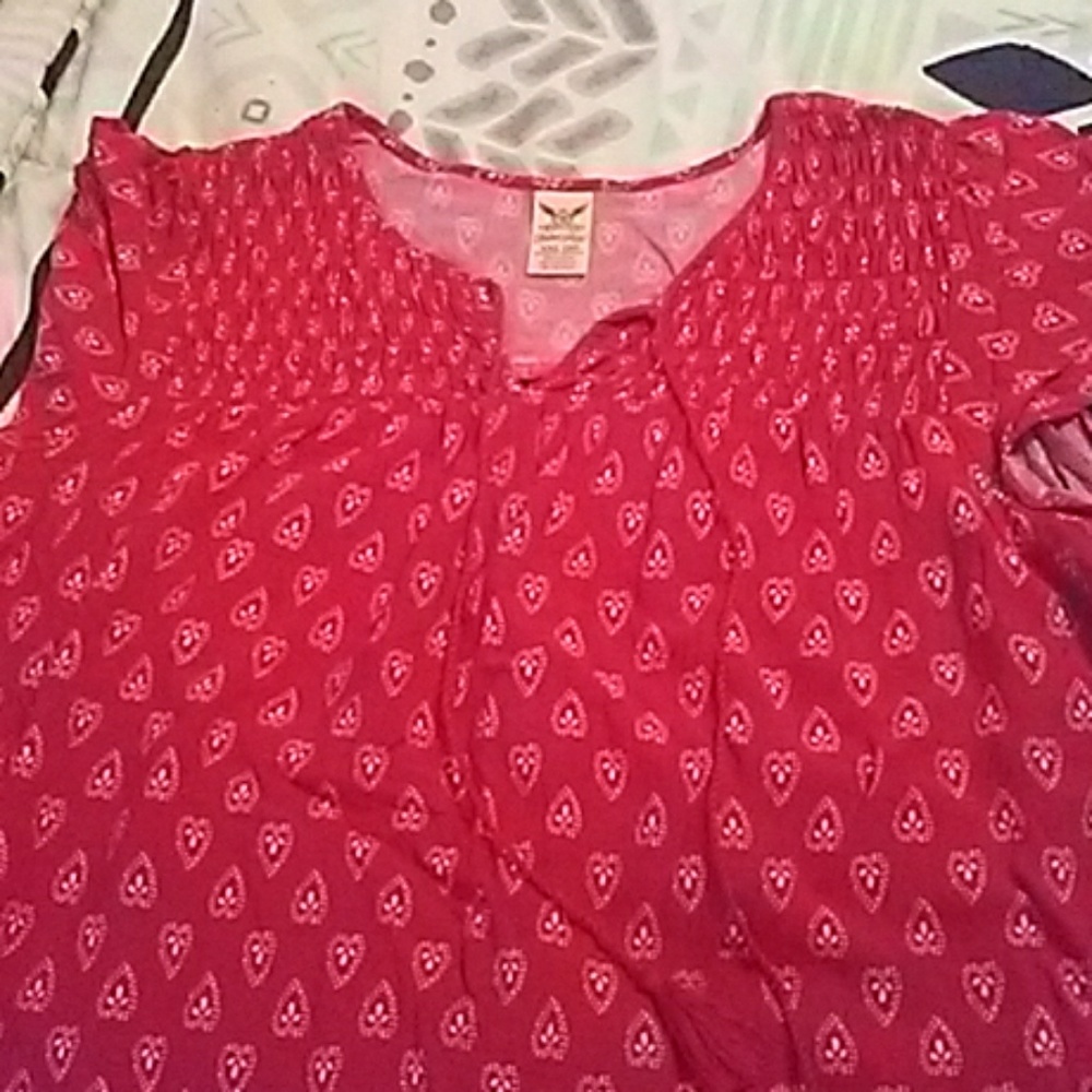 Red flowy top